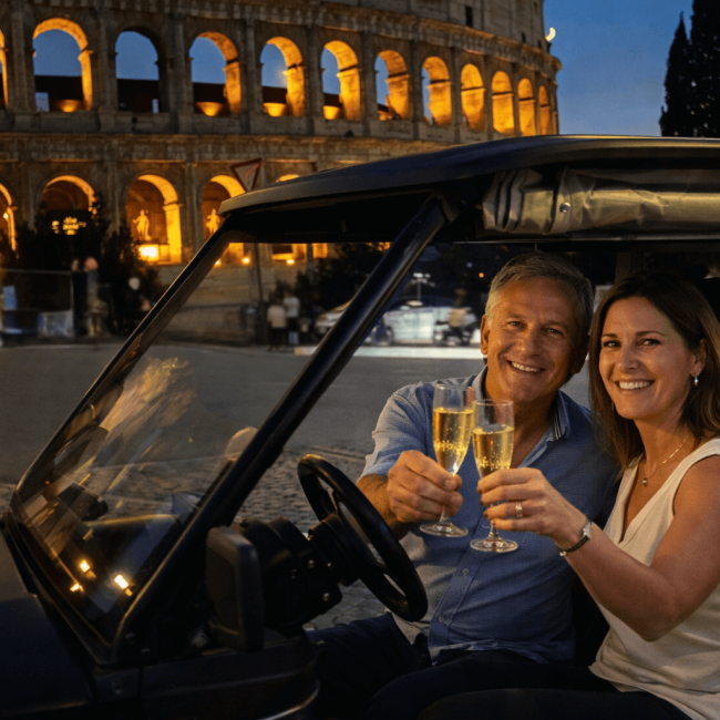 Brindisi davanti al Colosseo illuminato (1)