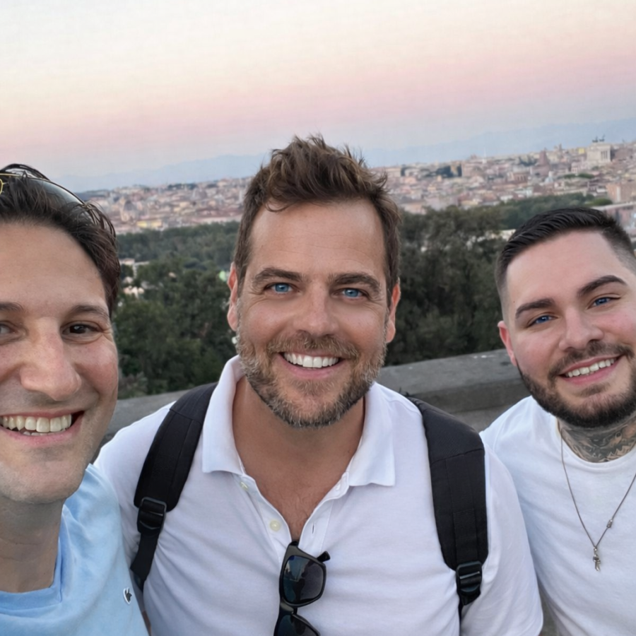 Selfie al tramonto su Roma